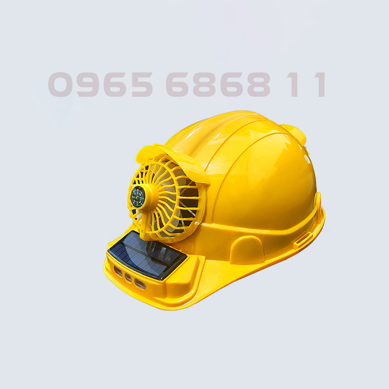 Mũ bảo hộ công trường có quạt làm mát năng lượng mặt trời chất liệu nhựa ABS mũ gắn quạt cho công nhân công trường mũ bảo hiểm lao động