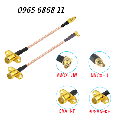 RG316 Dây mạ bạc RF MMCX-J đực sang SMA cáp mở rộng bộ nạp kim cương mặt bích hai lỗ