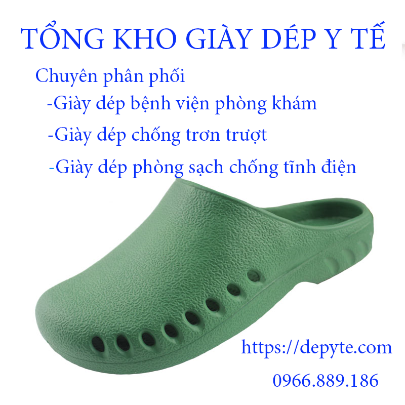 Dép đi trong phòng phẫu thuật chống trơn trượt, có lỗ thông thoáng