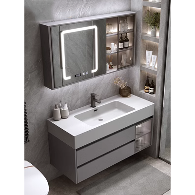 Đèn phòng tắm tủ phòng tắm cao cấp kết hợp đá một chậu rửa mặt gương tủ chậu rửa tay thông minh hiện đại tủ gương phòng tắm nhập khẩu gương nhà tắm có tủ