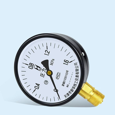 Đồng hồ đo áp suất y100 đồng hồ đo áp suất nước áp suất không khí xuyên tâm 0-1.6mpa áp suất dương và âm áp suất chân không đồng hồ đo áp suất sàn sưởi ấm ống lửa