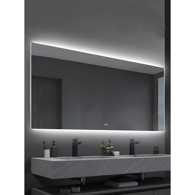 Gương phòng tắm thông minh có đèn led chống sương mù gương phòng tắm vuông không khung tùy chỉnh tường phòng tắm có gương soi nhà vệ sinh