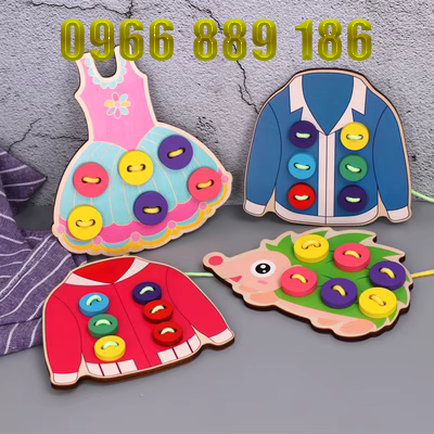 mầm non Montessori quần áo trẻ con giáo dục trẻ em 3-6 tuổi đối với nam và nữ 4 nút luồng đồ chơi