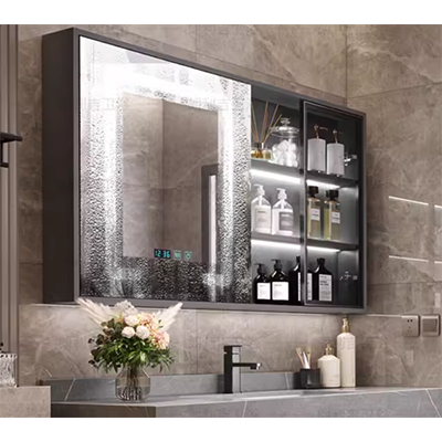 Tủ phòng tắm bằng đá kết hợp kết hợp thông minh hiện đại ánh sáng sang trọng. gương nhà tắm có tủ tủ gương treo phòng tắm