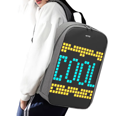 balo laptop cao cấp KWQ Kavitch LED ba lô xu hướng thoáng mát không thấm nước đi đầu máy xe lửa ba lô màn hình pixel cặp đi học nam và nữ Balo màn hình LED đồ chơi công nghệ điện thoại