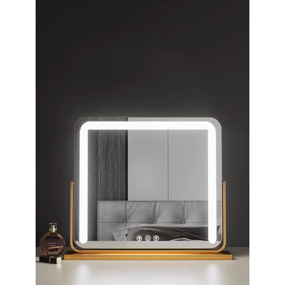 Gương trang điểm có đèn để bàn cỡ lớn gương trang điểm lưới đèn led đỏ sạc phòng ngủ đèn sang trọng bổ sung đèn gương để bàn ins
