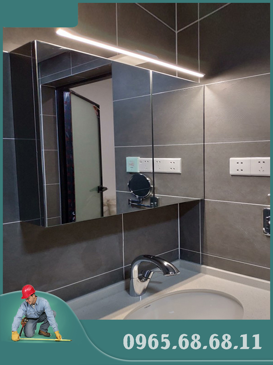 gương lavabo đẹp Tủ gương inox phòng tắm có đèn led, Kệ tủ đèn led treo tường WC gương lavabo đẹp