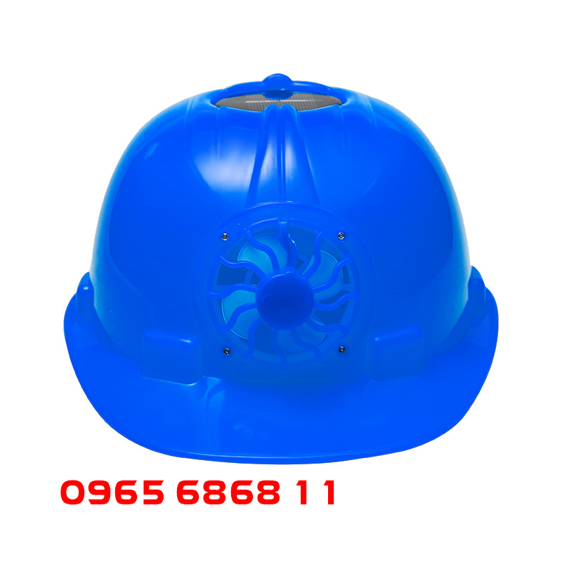 Mũ bảo hiểm công trường chất liệu nhựa ABS có quạt làm mát nón bảo hộ có quạt năng lượng mặt trời mũ vải công nhân