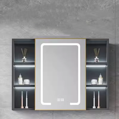 Phong cách châu Âu không gian thông minh phòng tắm bằng nhôm ánh sáng ẩn tủ gương phòng tắm Đèn LED chống sương mù treo tường lưu trữ hộp gương lưu trữ tủ gương trong phòng tắm tủ gương toilet