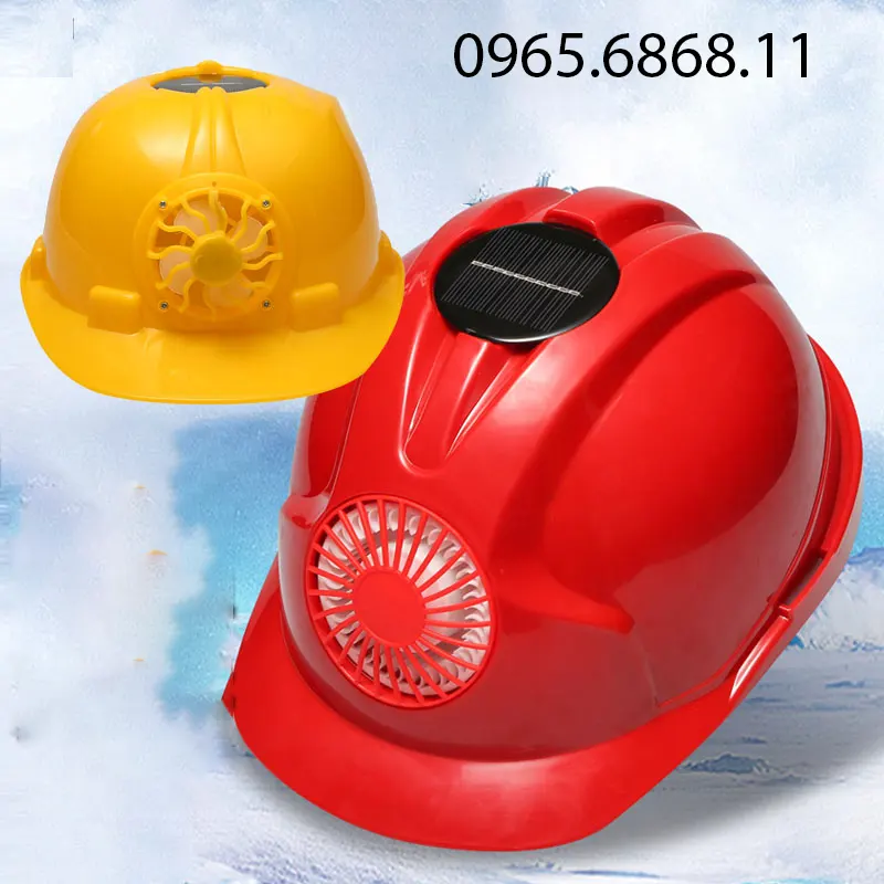 Nón công trường xây dựng có quạt làm mát thông gió độ cứng cao mũ bảo hộ lao động điều hòa giải nhiệt mũ bảo hộ 3m