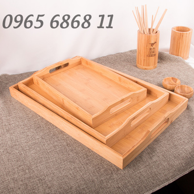 Khay gỗ chữ nhật kiểu Nhật Bản khay gỗ đựng đồ ăn chất liệu tre thân thiện môi trường