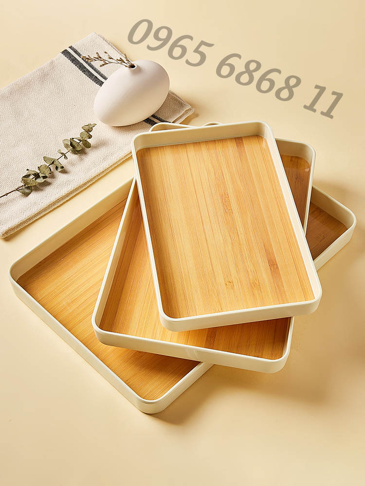 khay trà gỗ hương Khay nhựa chữ nhật giả gỗ đựng đồ ăn khay chữ nhật vân gỗ phong cách Nhật khay đựng tách trà
